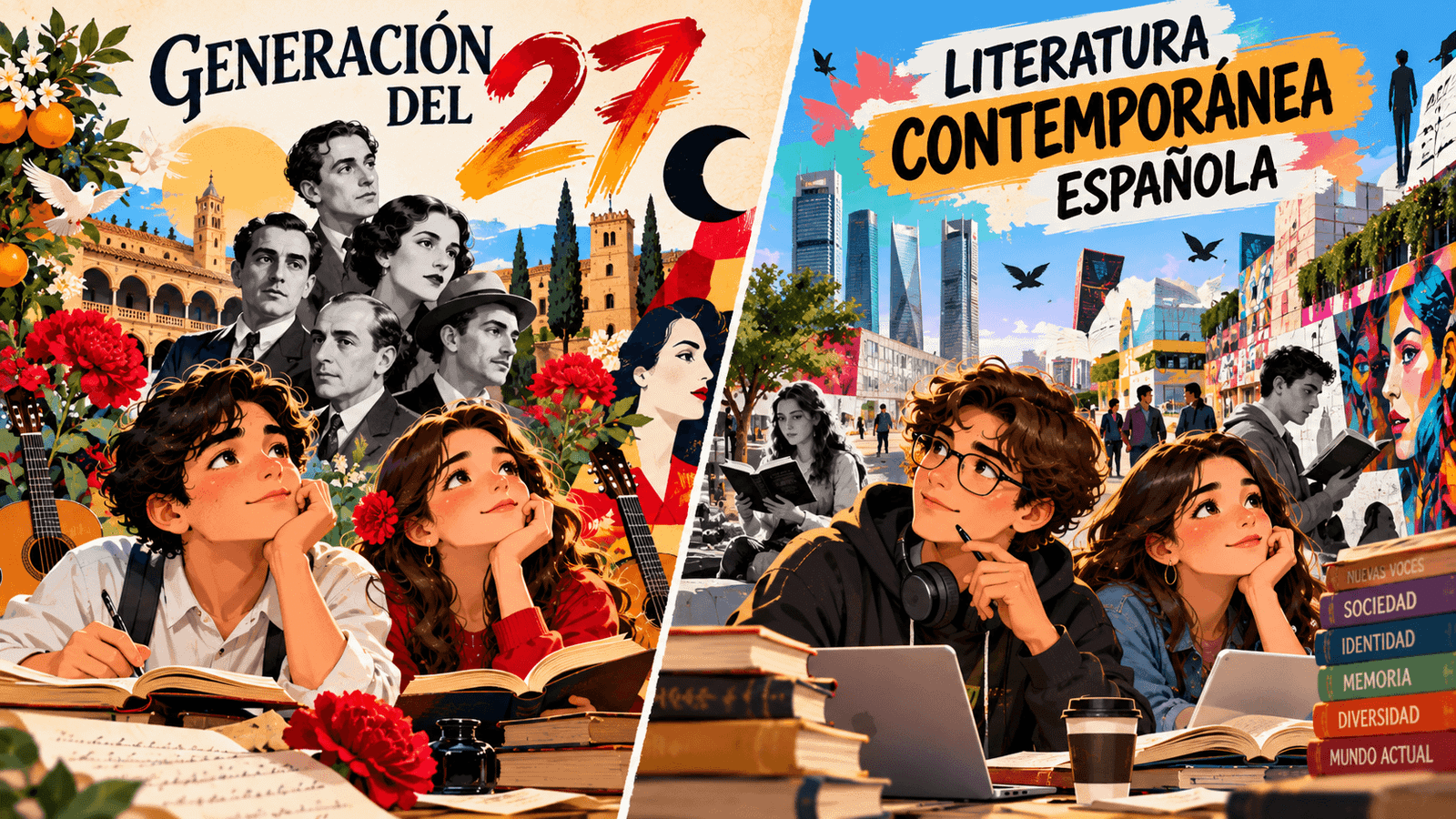 Generación del 27 y literatura contemporánea española, imagen panorámica de 1920 por 720